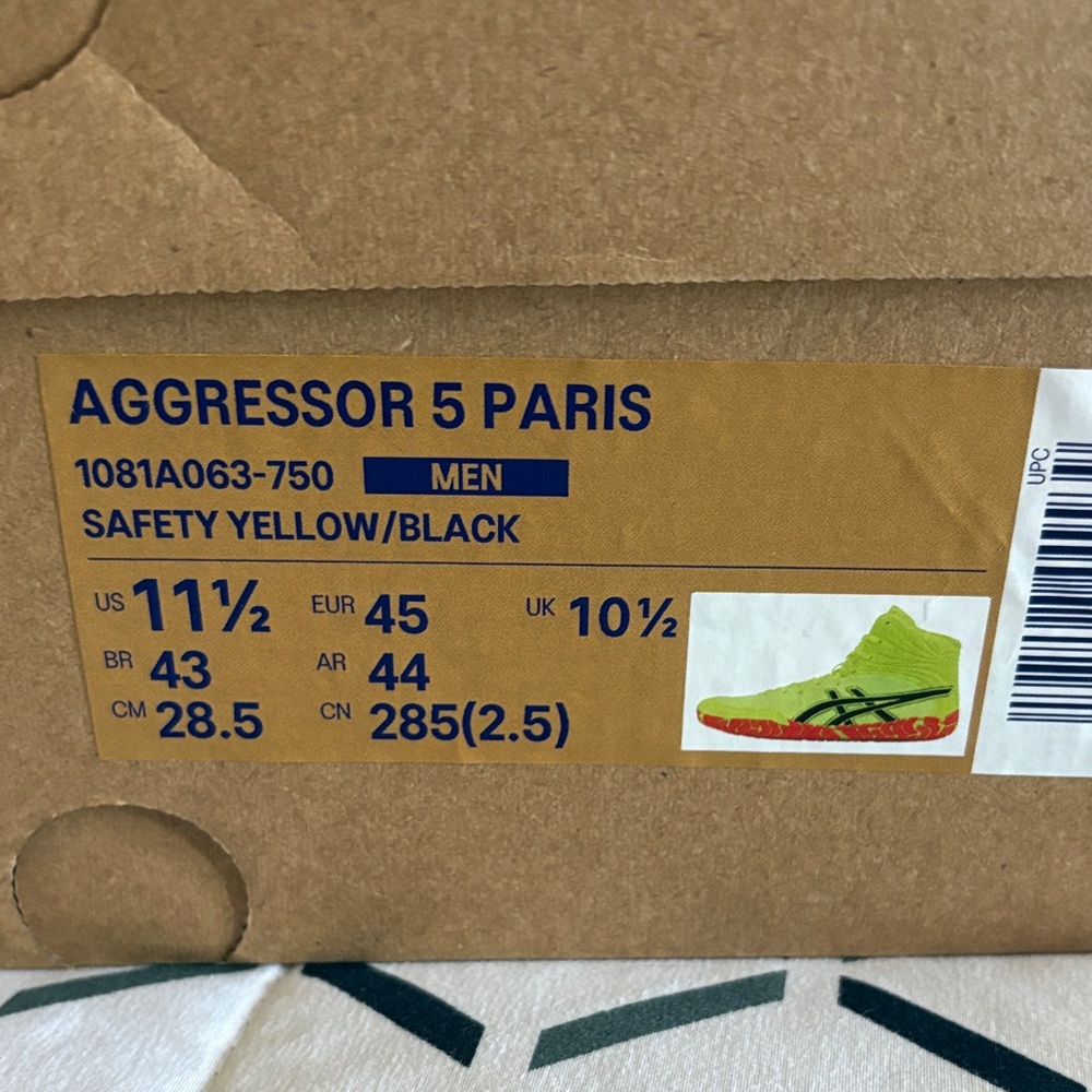 Asics Aggressor 5 Paris Wrestling Shoes safety yellow/ black - Picture 2 of 6